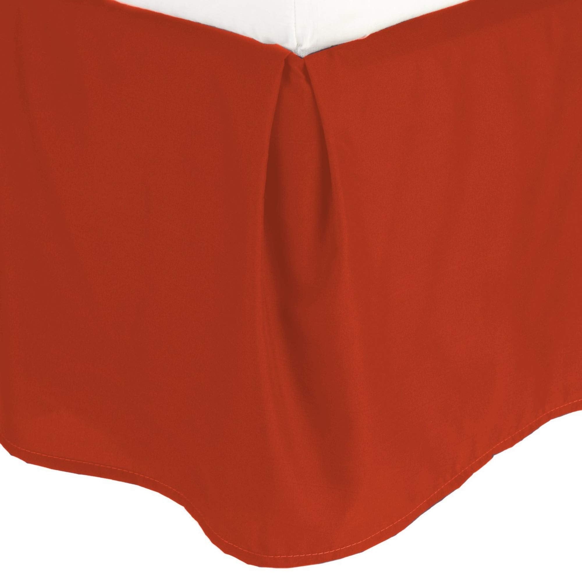 Celine Linen 1500 Premier Wrinkle Resistant Hotel Quality Solid Bed Skirt - Pleated Tailored 14' Drop, Queen, Rust